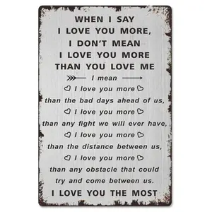 12x8 Rustic Aluminum Love Sign - I Love You The Most Heartfelt Couple Quote Design - Ideal Valentine's Gift for HimHer