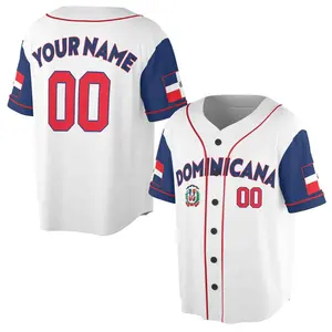 Customized Dominican Republic Dominicana Baseball Jersey for Adults Youths and Kids Personalized Name Number S-5XL