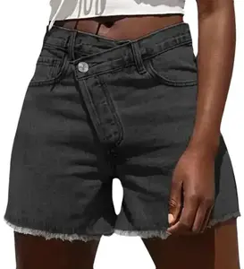 Genleck cheeky short skirts Womens Crossover Jean Shorts - Stretch High Waisted Trendy Denim Shorts Curvy Casual Summer Clothes Fashion Womenswear