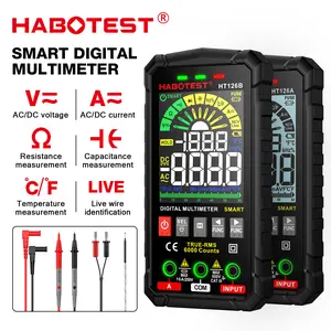 HABOTEST HT126A Digital Smart Multimeter with Auto Distance Measurement, Large Display Capacitance AC/DC Voltmeter Resistance NCV Temperature Continuity Diode Real-Time Checking Electrical Tester Tool