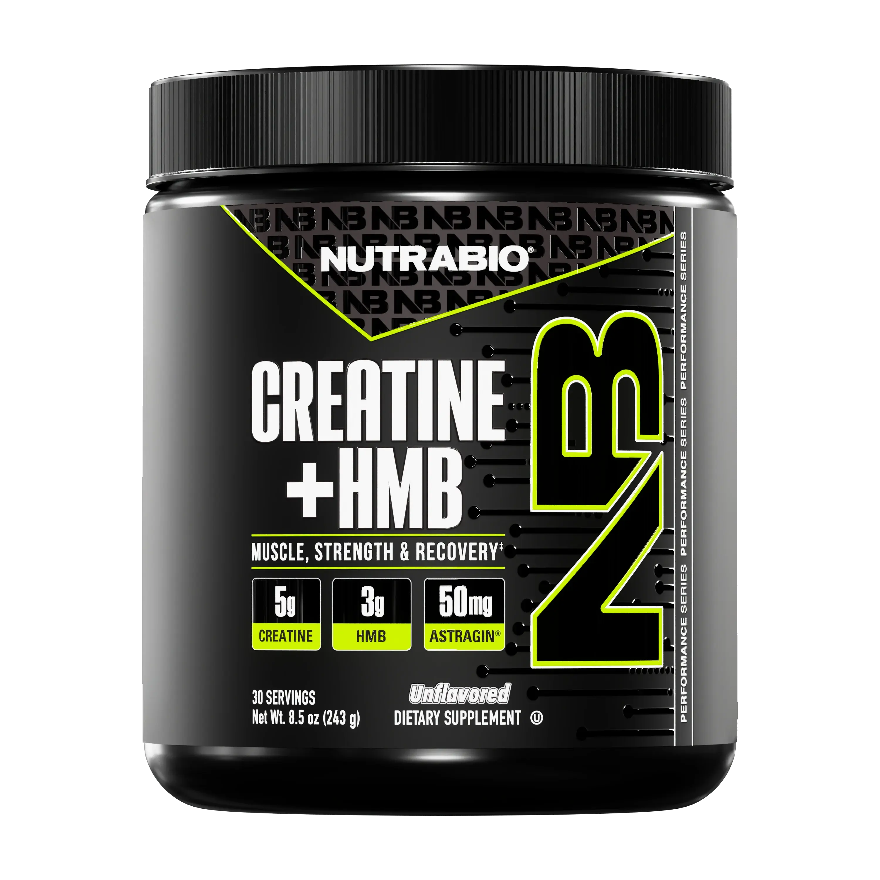NutraBio Creatine + HMB Dietary Powder - 5g Creatine Monohydrate, 3g HMB, Caffeine-Free, Unflavored Dairy-Free Supplement for Fitness, Nutrition & Athletic Muscle Support
