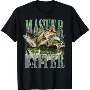 Master Baiter Bass Fishing Fisher Papa Dad Happy Fathers Day T-Shirt