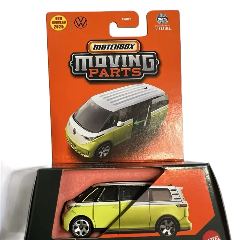 Matchbox Moving Parts 2024 Volkswagen ID. Buzz FW028 Two-Tone Green & White Diecast Model with Moving Side Door for Collectors