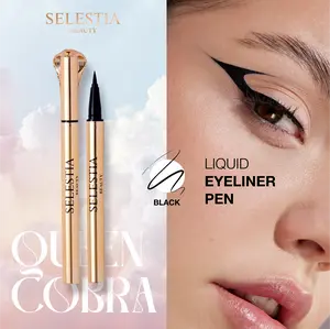 SELESTIA BEAUTY Liquid Eyeliner Pen Queen Cobra - Felt-Tip Smudge-Resistant Eyeliner - Black Liquid Liner - Smooth Precise Application 0.016 fl. oz.