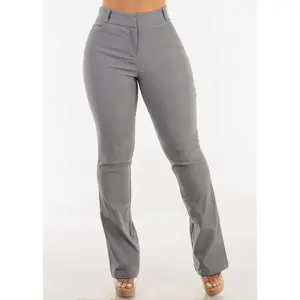 High Waist Stretch Bootcut Dress Pants Grey
