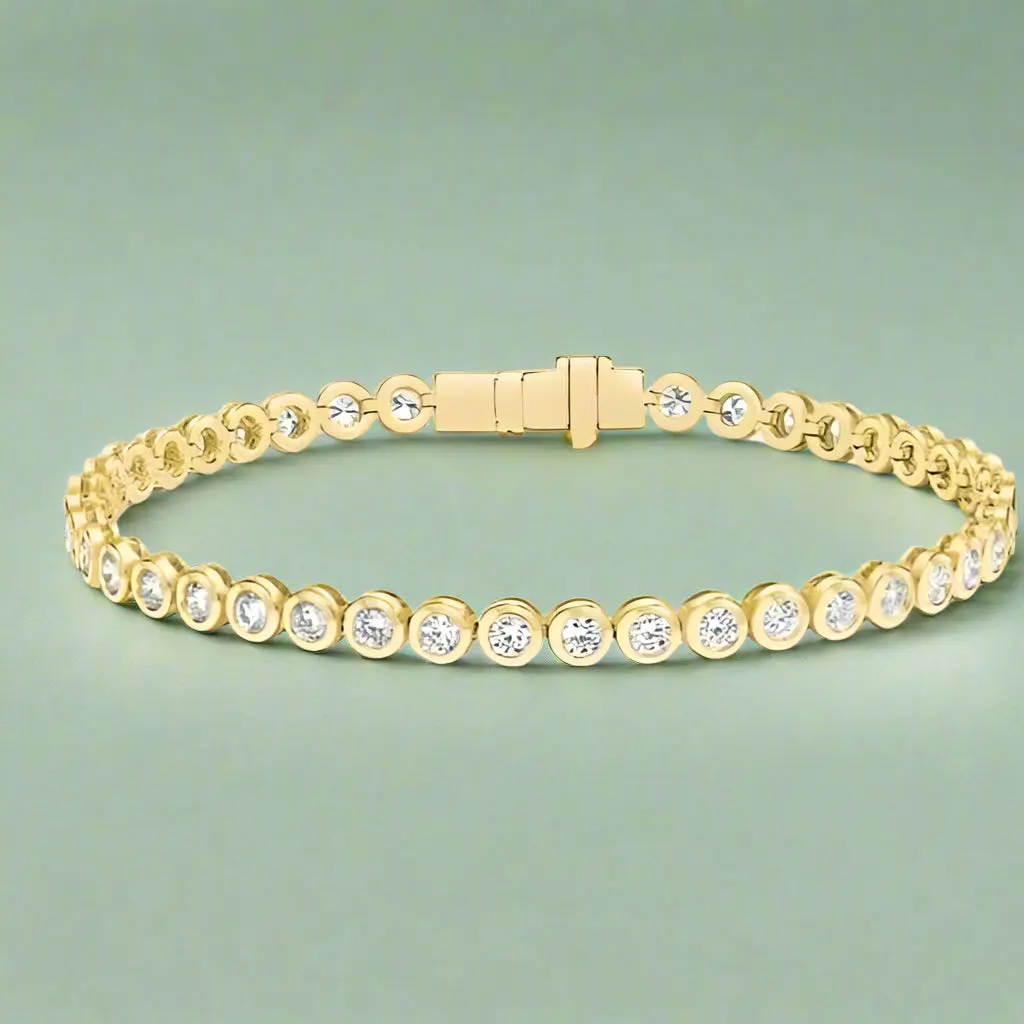 14K Yellow Gold 2.75 Ct. Lab Grown Diamond Bezel Tennis Bracelet 7”