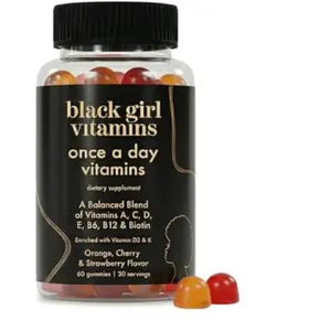 Black Girl Vitamins Once a Day - Womens Multivitamin Gummy - Vitamin A, B, C, E and Zinc. Multivitamin for Women, Immune Support. Vegan, Gluten-Free. Made in The USA (30 Day Supply, Strawberry)