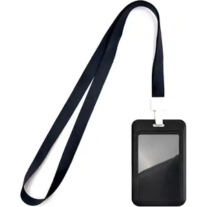 ID Badge Holder with Lanyard Black Lanyards with Clear Window ID Card Holder for Office School Credit Cards Proximity Key Cards Drivers Licenses and Passes Teacher Lanyard With Id Holder Office Supplies