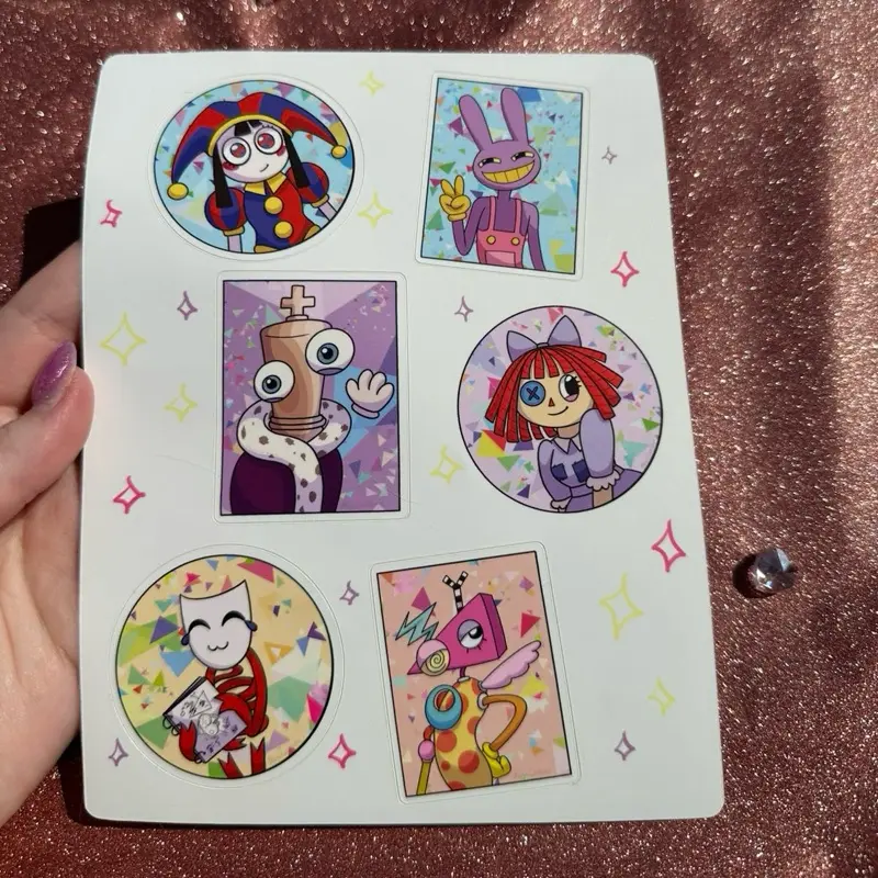 Circus fanart vinyl sticker sheets, and mini button sets