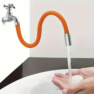PrimPick 1pc Faucet extension hose, extended anti-splash water extender, bendable, shaped and rotatable extension faucet, bathroom faucet extension pipe, kitchen faucet extension pipe, 360° rotatable adjustable elbow, anti-splash universal extension pipe