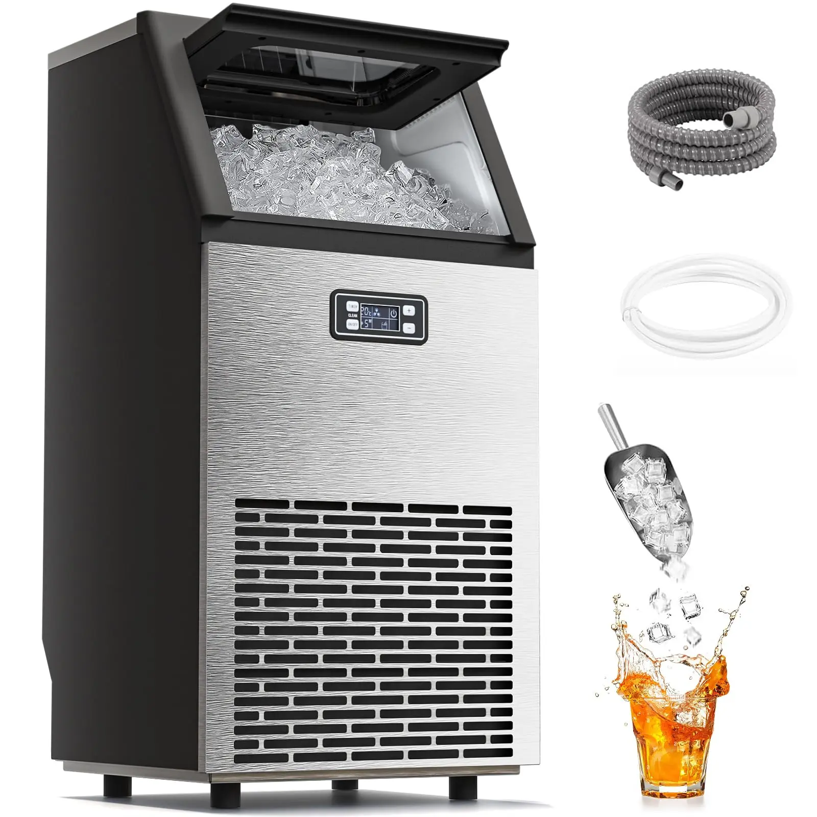 Kismile Commercial Ice Maker Machine, 2026 Upgraded 66lbs/80lbs/100lbs/120Ibs 24H Stainless Steel Ice Machine with 33lbs Storage Capacity, Self-Cleaning Freestanding Ice Maker for Home Bar Restaurant Office Outdoor,home essentials