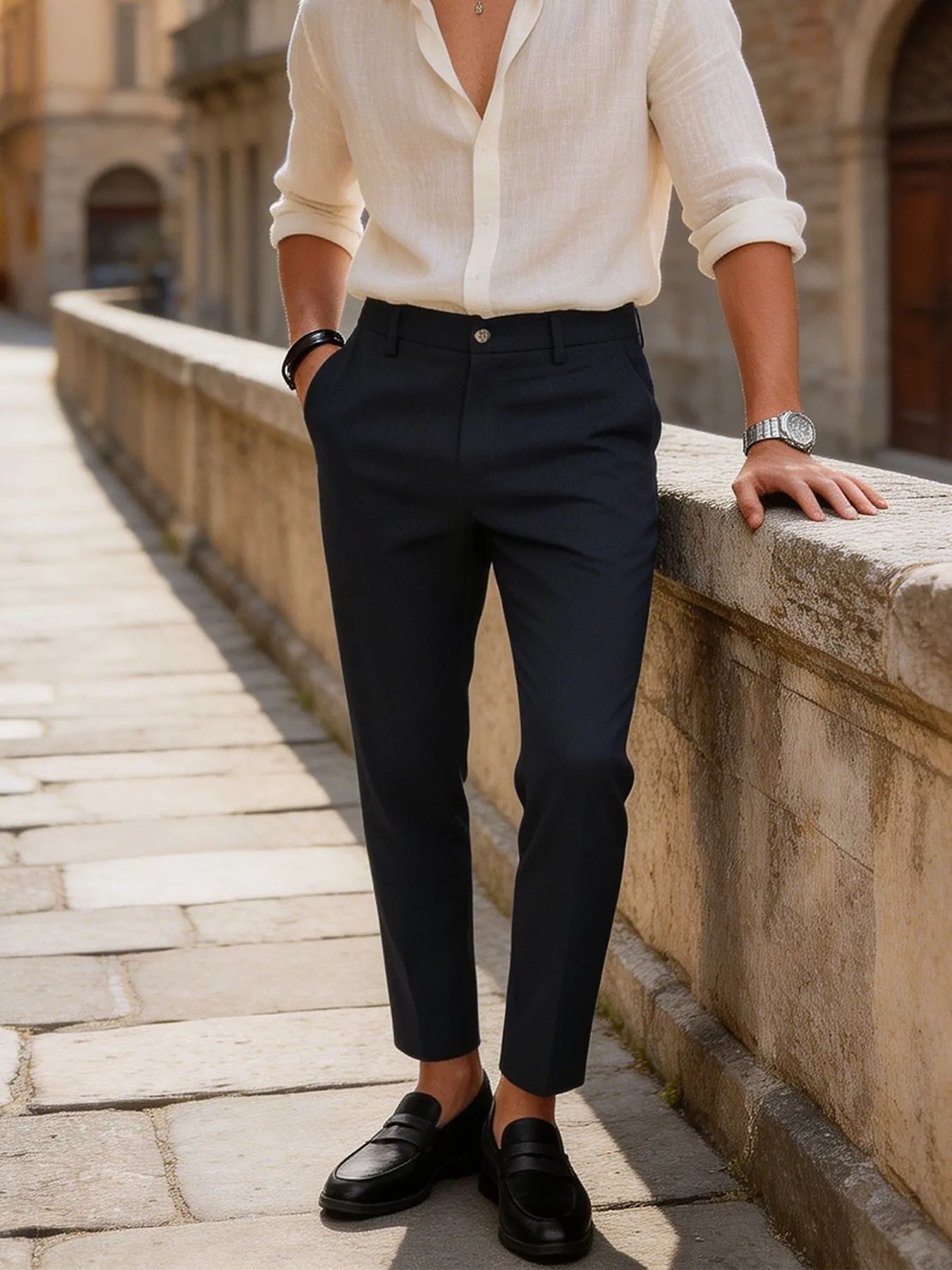 Men's Textured Suit Pants, Business Casual Slim Fit, Tailored Fit, Iron-Free Office Wear, Versatile Plain Pattern, All-Season Long Trousers