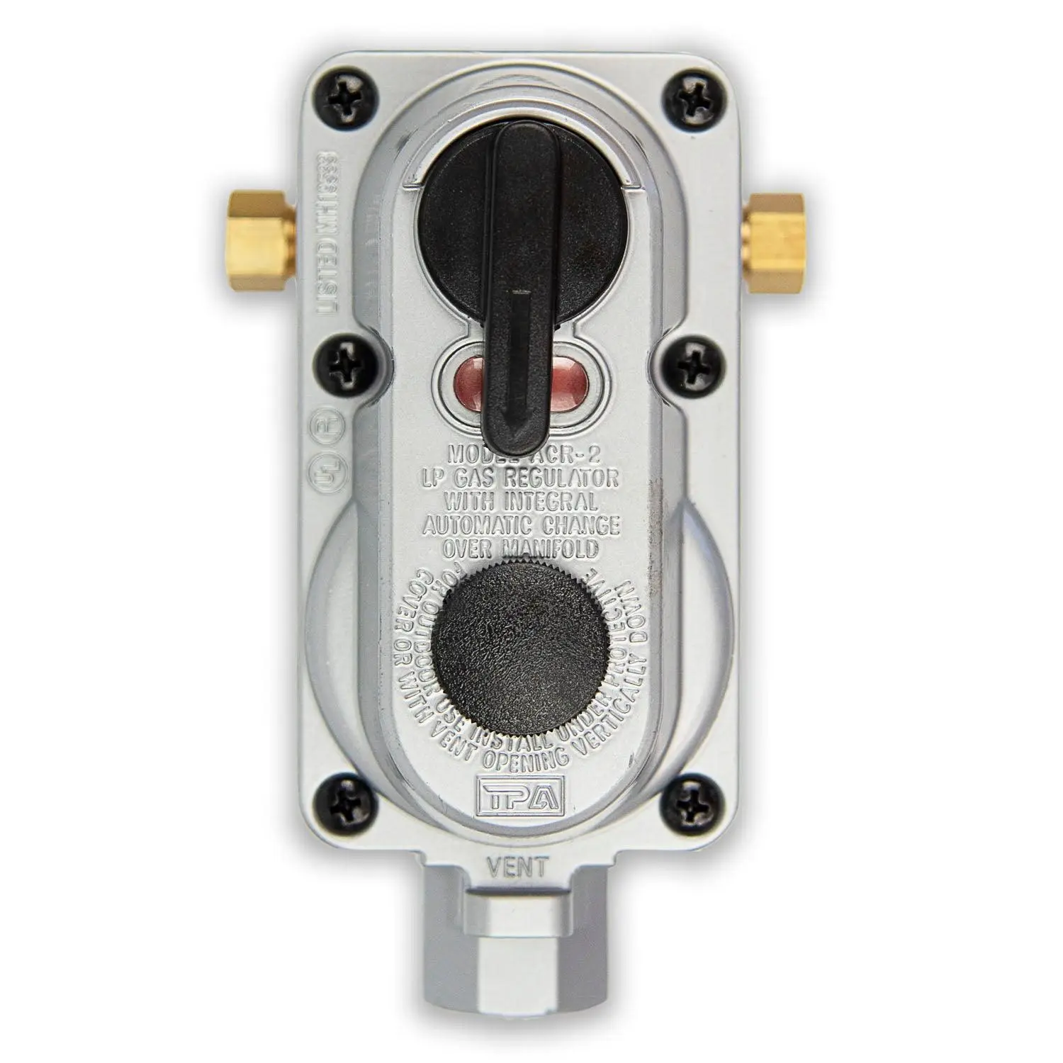 Flame King ACR-2a 2-Stage Auto Changeover LP Propane Gas Regulator for RVs, Vans, and Trailers (Pigtails Sold Separately)