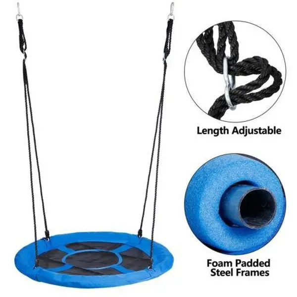 Blue 48-Inch Saucer Tree Swing for Kids, Durable Playground Equipment with Adjustable Ropes, Weather-Resistant 600D Oxford Fabric, Home Playground Equipment, Toddler Playground Outdoor
