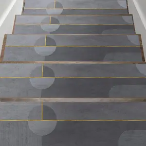 Non-slip Stair Mat, 15pcs/set Creative Geometric Pattern Stair Carpet, Stair Treads, Indoor Floor Mat for Home, Office, Hotel, Dormitory
