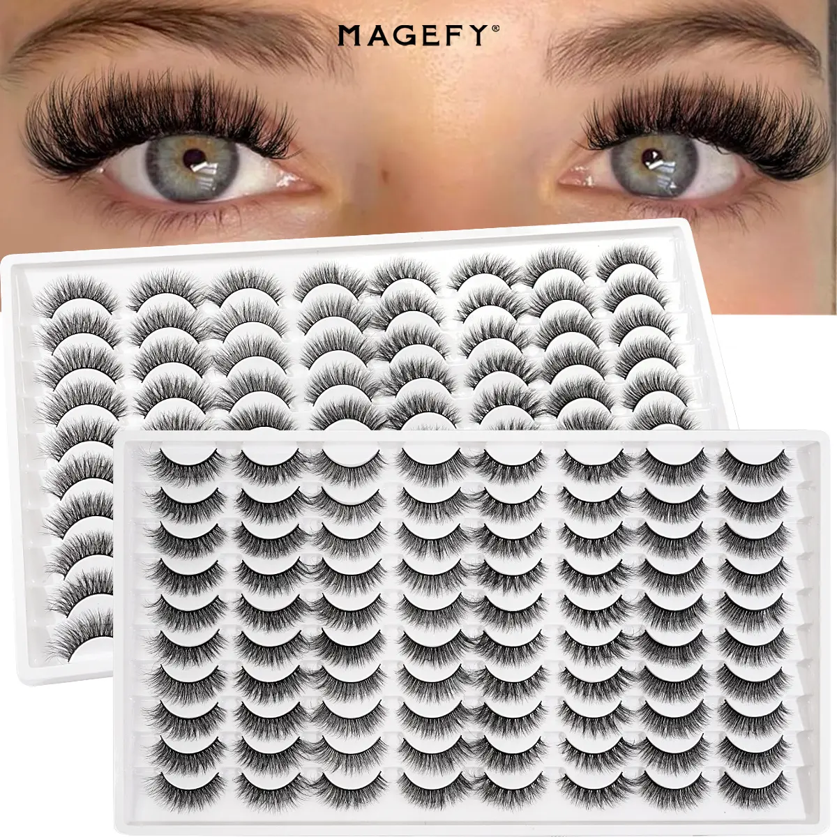 MAGEFY 80 Pairs Fluffy False Eyelashes, Mixed Styles Wispy Cat Eye & Natural Curl Strip Lashes, Soft Lightweight Lashes for Everyday Makeup#DealsForYouDays#SummerWins