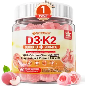Vitamin D3 K2 Gummies 5000 IU 10000 IU with 500mg Calcium and K2 MK7 200mcg Magnesium Vitamin C and Zinc Extra Strength Ultimate Absorbency for Bones Muscles Teeth Vegan Formula Daily Immune Support and Bone Health Wellness Supplement
