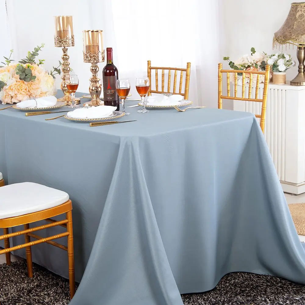 72"x120" Seamless Rectangular Premium Polyester Tablecloth - Dusty Blue (1pc)
