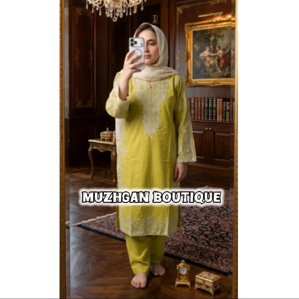 Premium Hand-Embroidered Indian Punjabi Dress - Pure Cotton