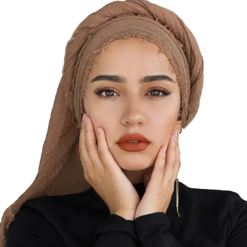 'Camel Brown' Crinkle Cotton Hijab