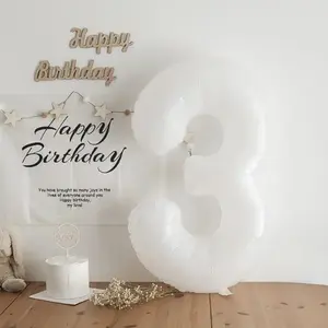 40 Inch White Aluminum Foil Number Balloon Birthday Baby Shower Wedding Anniversary Party Decoration