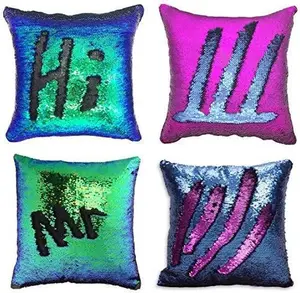 2 Gradual Black+2 Matte Blue Purple MOCOFO 4 Pack Glitter Sequins Pillow 16X16'' Decorative Pillow Cover
