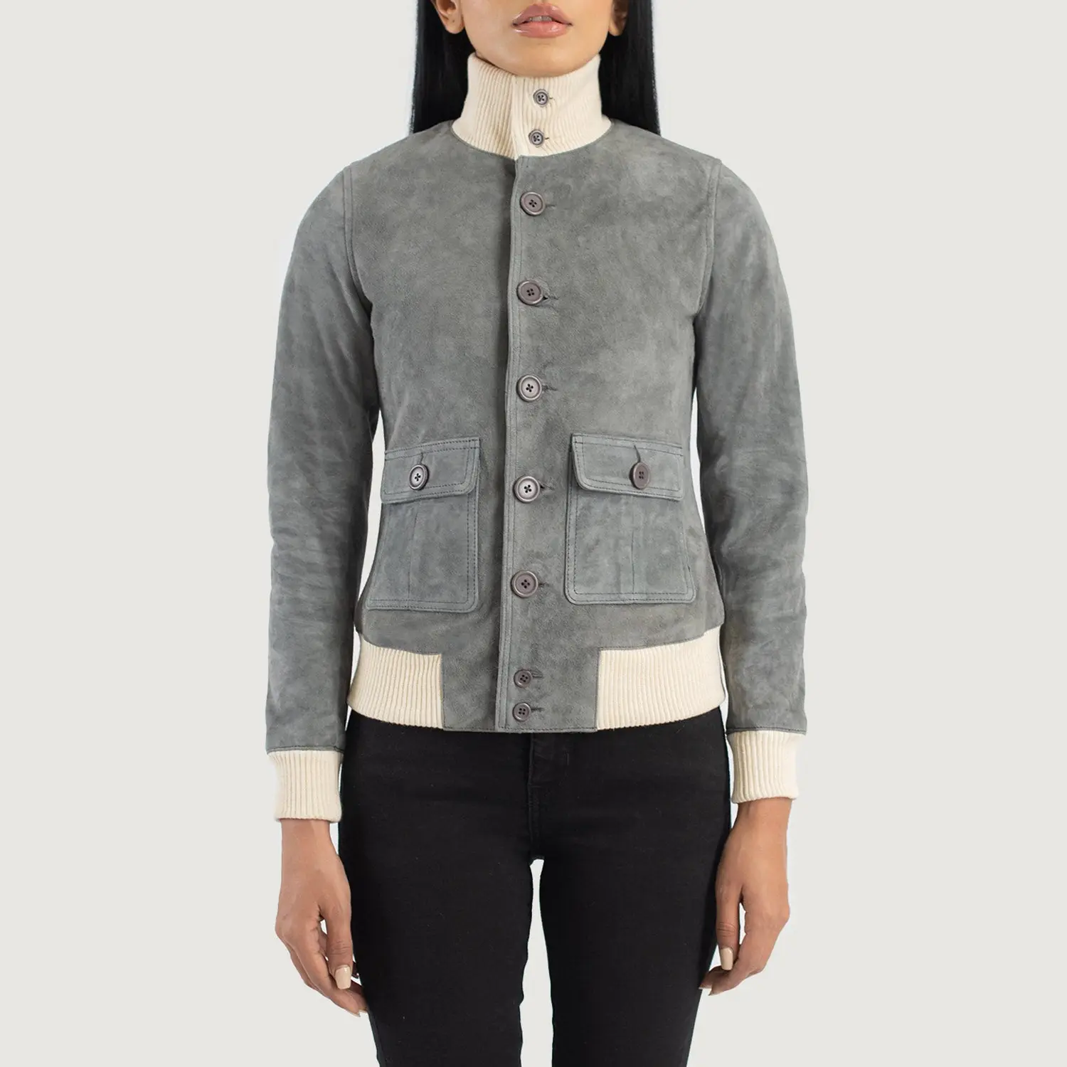 Sasha A1 Suede Bomber Leather Jacket