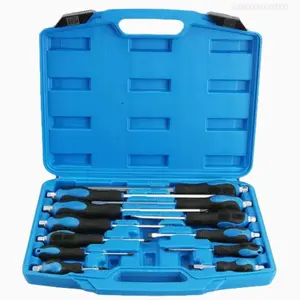 Magnetic Screwdriver Set 12 PCS with Black tips, 6 Phillips and 6 Flat Head Screwdrivers, with Go-Thru Steel Blades, High Torque for Fastening and Loosening (Black Tip_Matt Blade)FFSummitSupply7
