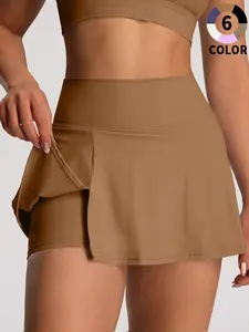 Women's Sporty Short Skirt Pants, Safety Pant & Skirt, Outdoor Tennis Yoga Skirt, All Seasons, Plain Pattern, Tennis Skort