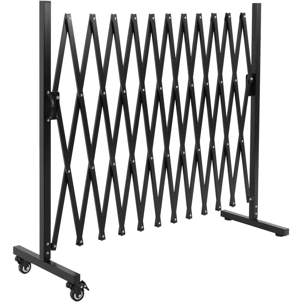 GARVEE 6FT Industrial Metal Expandable Barricade，Retractable Traffic Fence With Casters, Portable Barricade Gate for Construction Area, Traffic Control, Cordon