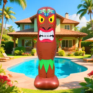 TURNMEON 4 Ft Inflatable Tiki Hawaiian Luau Party Decorations, Blow up Tiki Bar Tropical Decor for Indoor Outdoor Yard Garden Lawn Beach Summer Pool Party Favor Supplies