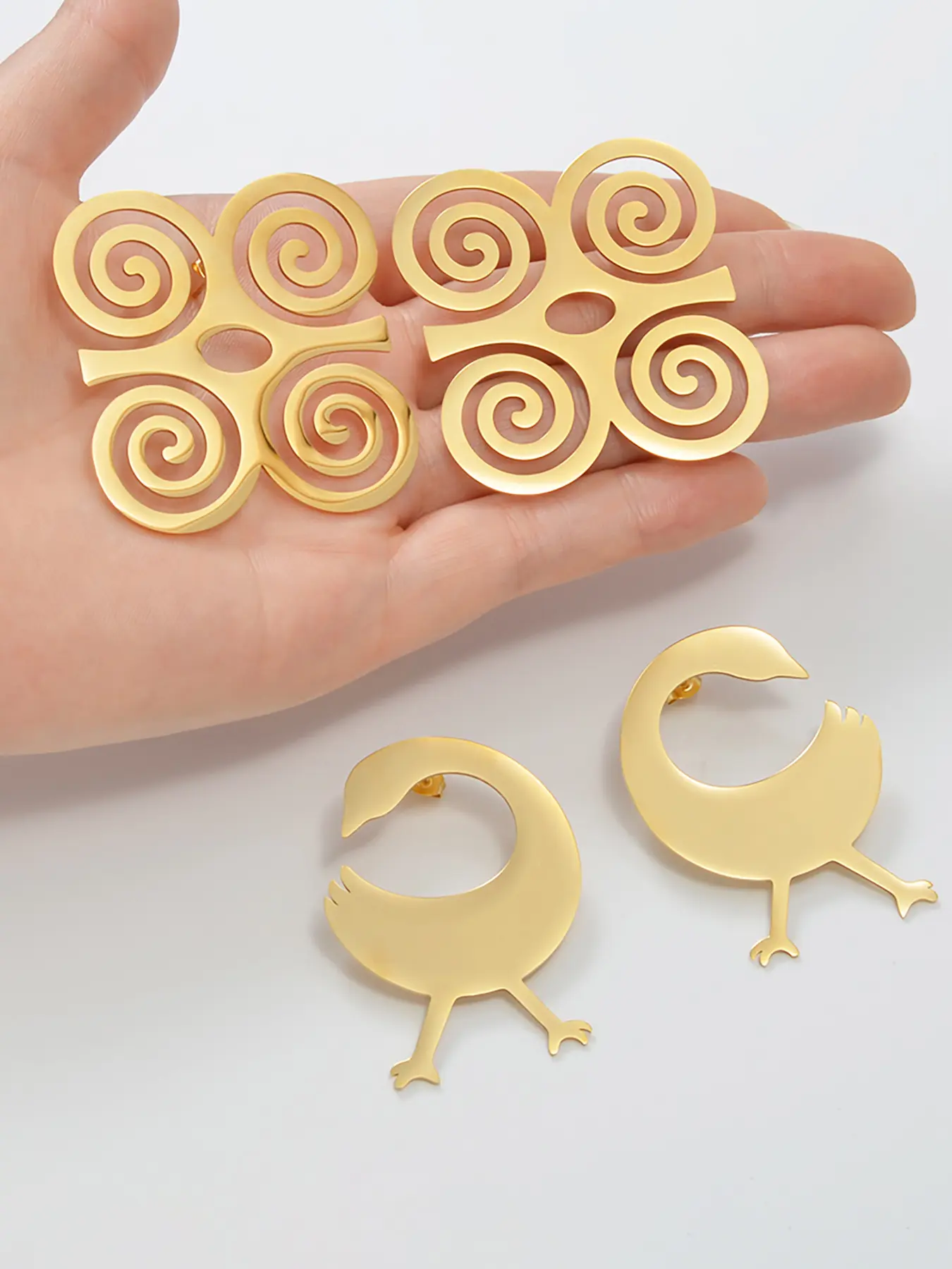 1 pair 5cm/4cm/2cm African Ancient Cultural Symbol Big Stud Earrings Stainless Steel Dwennimen Sankofa Gye Ethnic Jewelry High Quality Earrings Fashion Earrings Studs Earrings Fashionable Accessories