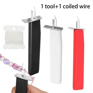 Bead Knotting Tool for Secure Knots Create Knots for Jewelry Making, Knotters Tool for Necklace Bracelet Jewelry Making Stringing Beading Tools for DIY Jewelry Beading Tools Supplies, Tools Kit with 1 Cards Silk Bead Cord Thread for DIY Stringing Pearl Je