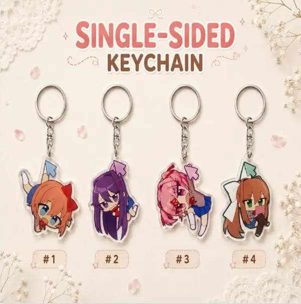 Cute Anime School Girl Acrylic Keychain, Chibi Character Bag Charm, Kawaii Backpack Pendant, Gift for Anime Fans
