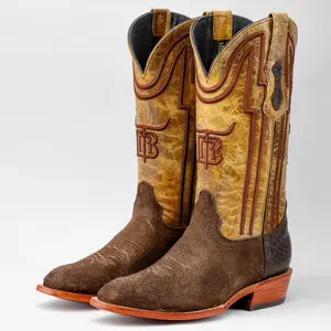 Chocolate Brown Rough-Out Boots - French Toe