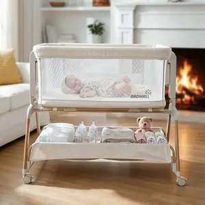 Baby Bassinet Bedside Crib, Baby Sleeper with Mattress and Soft, Breathable Sheet, Full-Mesh Sides, Stable and Secure Crib for Newborns