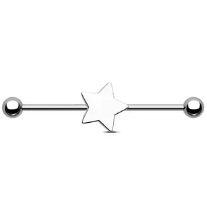 14G Star Motif Industrial Barbell Body Jewelry, Ideal for Industrial Piercing & Everyday Wear