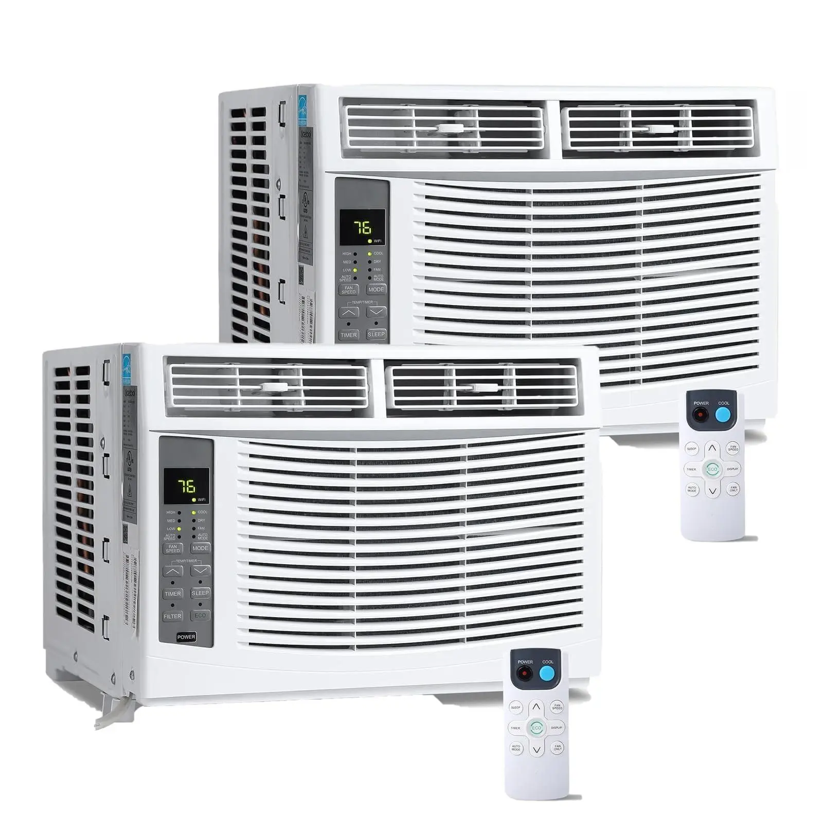 2 Pack 6000 BTU Window Air Conditioner, Cools Up to 250 Sq Ft, Compact Window AC Unit with Remote Control, Energy Efficient, Easy Installation, White