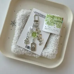 Four-Leaf Clover Cdd Lanyard, Handmade Girl Heart Phone Chain, Notebook Pendant, Mobile Accessory, Trendy and Cute Design