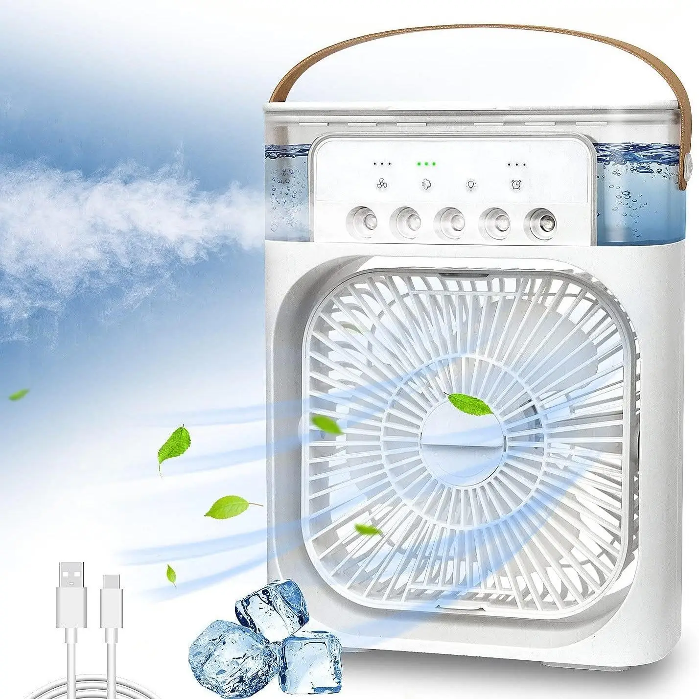 Cooling Spray Humidifier Fan, Portable Misting Fan, Air Cooler with Built-in Humidification System, Ideal for Home Office Use, Quiet Operation, Easy t