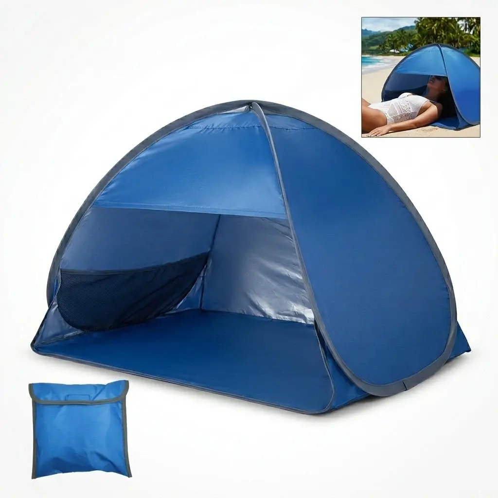 Pop-Up Compact Head-Only Tanning Sun Canopy Tent, UPF 50+ UV Protection Sunbathing Shelter, Touch-Sensitive Phone Pocket, Foldable Lightweight Instant Setup for Beach Travel Camping
