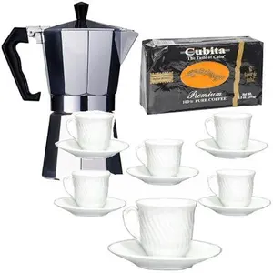Classic Traditional Cuban Espresso Coffee Gift Set - 6-Piece Home Kitchenware Coffee Set