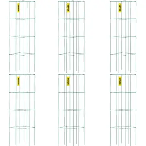 VEVOR Tomato Cages, TikTokShopBlackFriday, 14.6\" x 14.6\" x 39.4\", 6 Packs Square Plant Support Cages, Green PVC-Coated Steel Tomato Towers for Climbing Vegetables, Plants, Flowers, Fruits