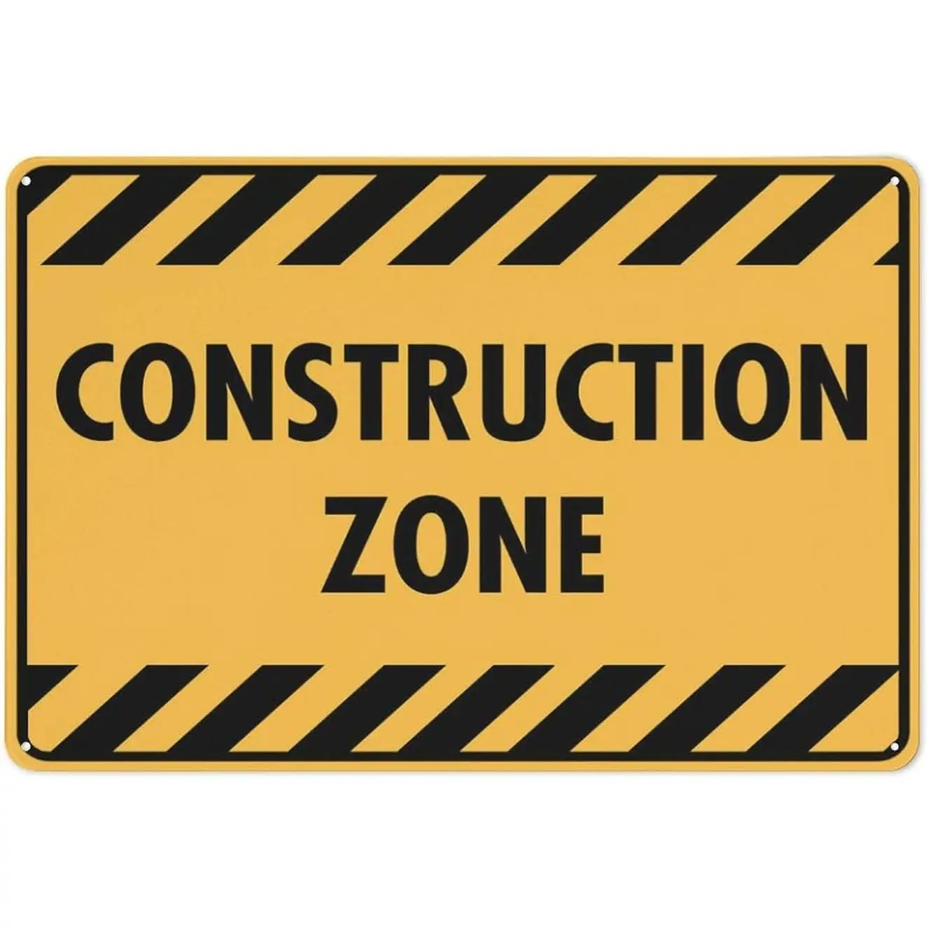 Construction Zone Sign 12\u201dX8\u201d Metal Signs Aluminum Sign Pre-Drilled Holes For Easy Mounting Indoor Or Outdoor Use For Fence Door Or Gate