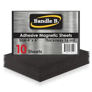 Magnetic Sheets, 4" x 6", Pack of 10. Flexible Magnetic Sheets with Adhesive Backing. Easy Picture Magnets. Thickness 16 mil.