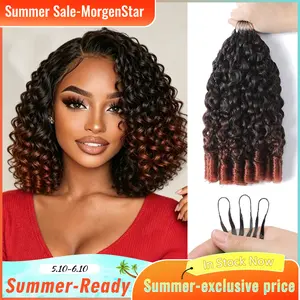 MorgenStar  Burmese Curly  Ombre Copper  Pre-Separated Human Crochet Hair Crochet Hair Human Hair Extensions Miracle Knots Pre-Separated 50g/pack– Knotless Boho Braids,   For Black Women Vacation Hair #Summervibes#MorgenStarCrochetNewArrivals