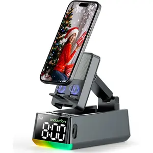 dbsono Wireless Induction Audio Speaker Stand, 5-in-1 Induction Speaker bluetooth speaker Smartphone Phone Stand, 360° Adjustable Mobile Tablet Stand with Colorful Ambient Light Birthday Gifts for Men,Boyfriend,Dad,Women,Christmas Bluetooth Bluetooth