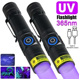 VASTFIRE UV Flashlight 365nm 5W with Black Filter Type-C Rechargeable Aluminum Alloy Portable Detector for Pet Urine Currency Fluorescent Agent Detection