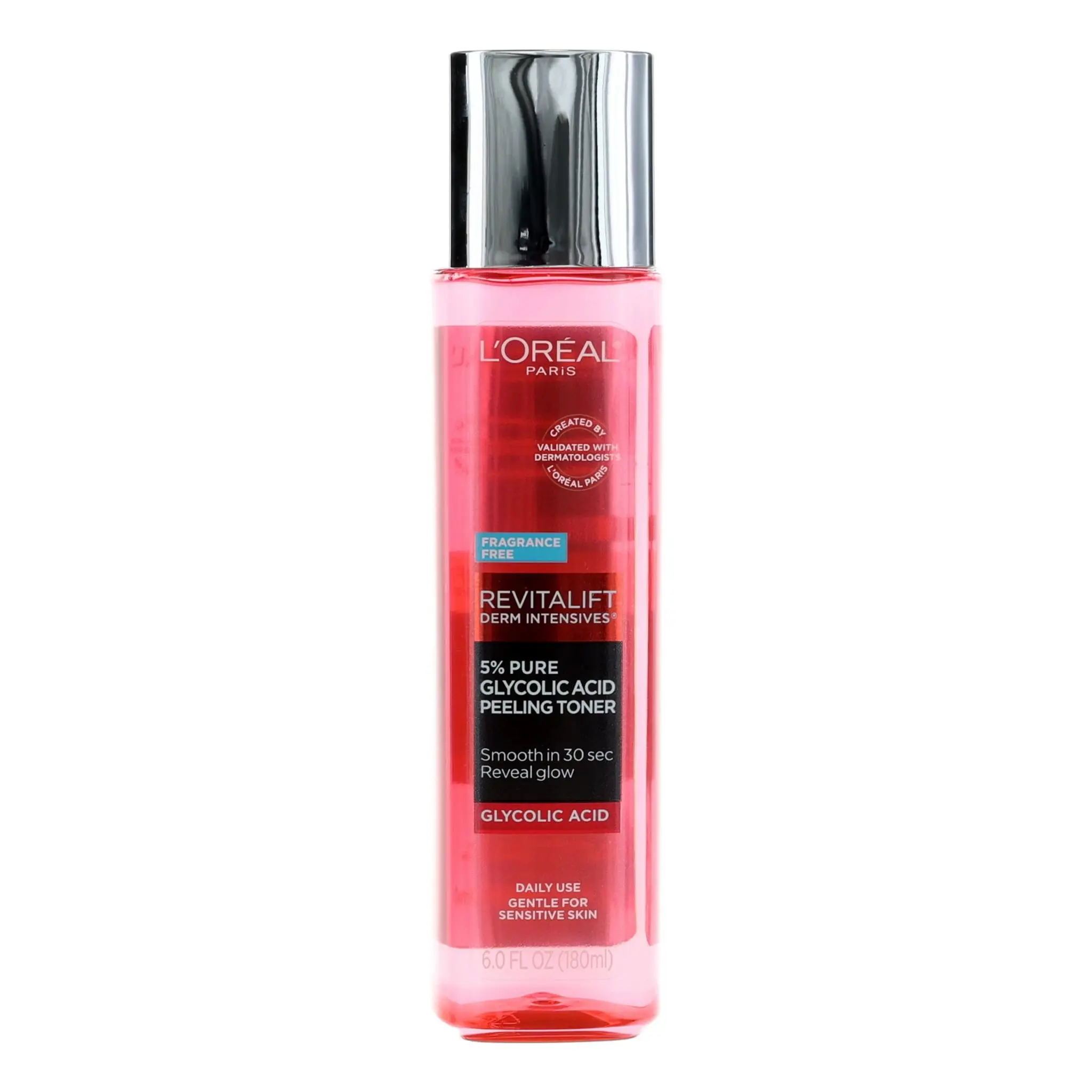 L'Oreal Revitalift Derm Intensives Daily Gentle 5% Pure Glycolic Acid Peeling Toner - 6oz, Moisturizing Skincare Treatment, Moisturize