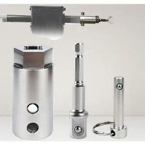 Heavy-Duty Trailer Jack Drill Adapter – 1" Drive Shaft, Full Stainless Steel, 1/2" Socket Bit, Compatible with Cordless Drills for Top Wind Jacks (Handle Replacement)